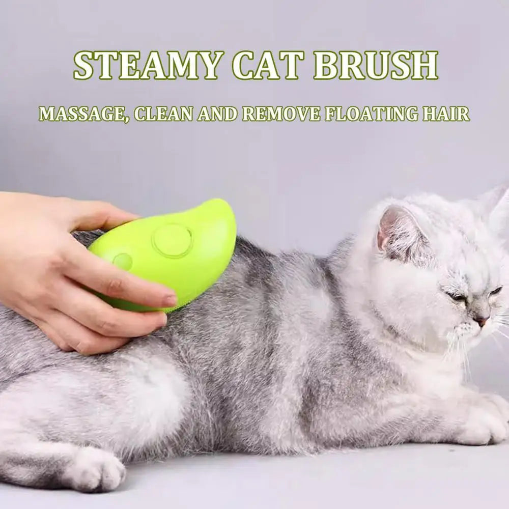 Cat Steamy Brush Dog Massage Comb Built-in Electric Water Spray Soft Silicone Pet Hair Removal Grooming Brush Cat Accessories
