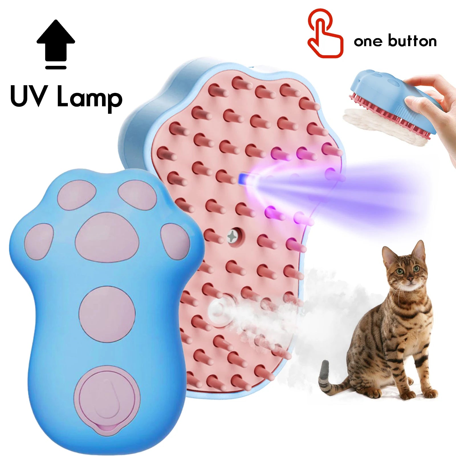 Cat Steamy Brush Dog Massage Comb Built-in Electric Water Spray Soft Silicone Pet Hair Removal Grooming Brush Cat Accessories