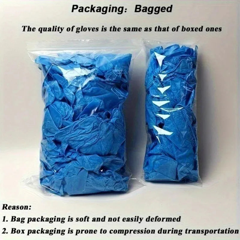 100PCS Black White and Blue Nitrile Gloves Thickened Disposable Gloves for Cleaning Hairdressing Waterproof Dishwashing Tattoo