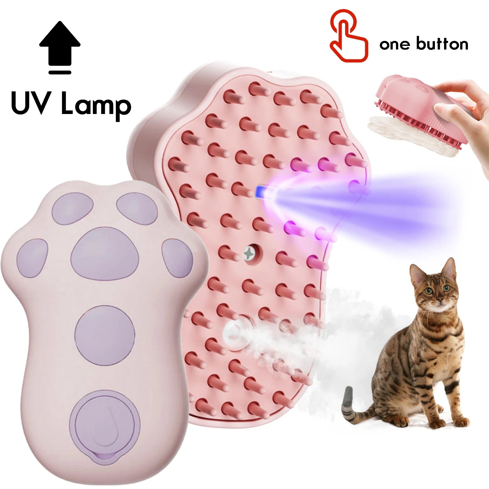 Cat Steamy Brush Dog Massage Comb Built-in Electric Water Spray Soft Silicone Pet Hair Removal Grooming Brush Cat Accessories