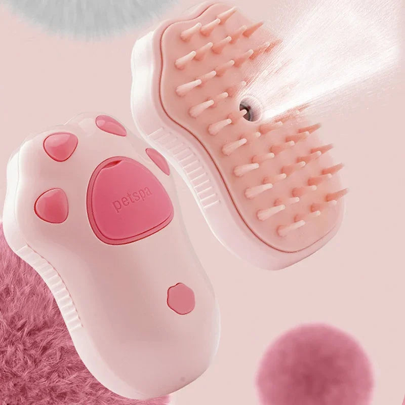 Cat Steamy Brush Dog Massage Comb Built-in Electric Water Spray Soft Silicone Pet Hair Removal Grooming Brush Cat Accessories