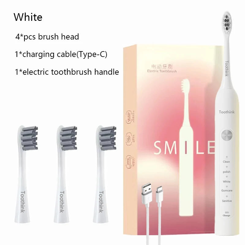 Electric Toothbrush Smart Timing Tooth Brush USB Rechargeable Teeth Clean Whitening Sonic Toothbrush With Replacement Head
