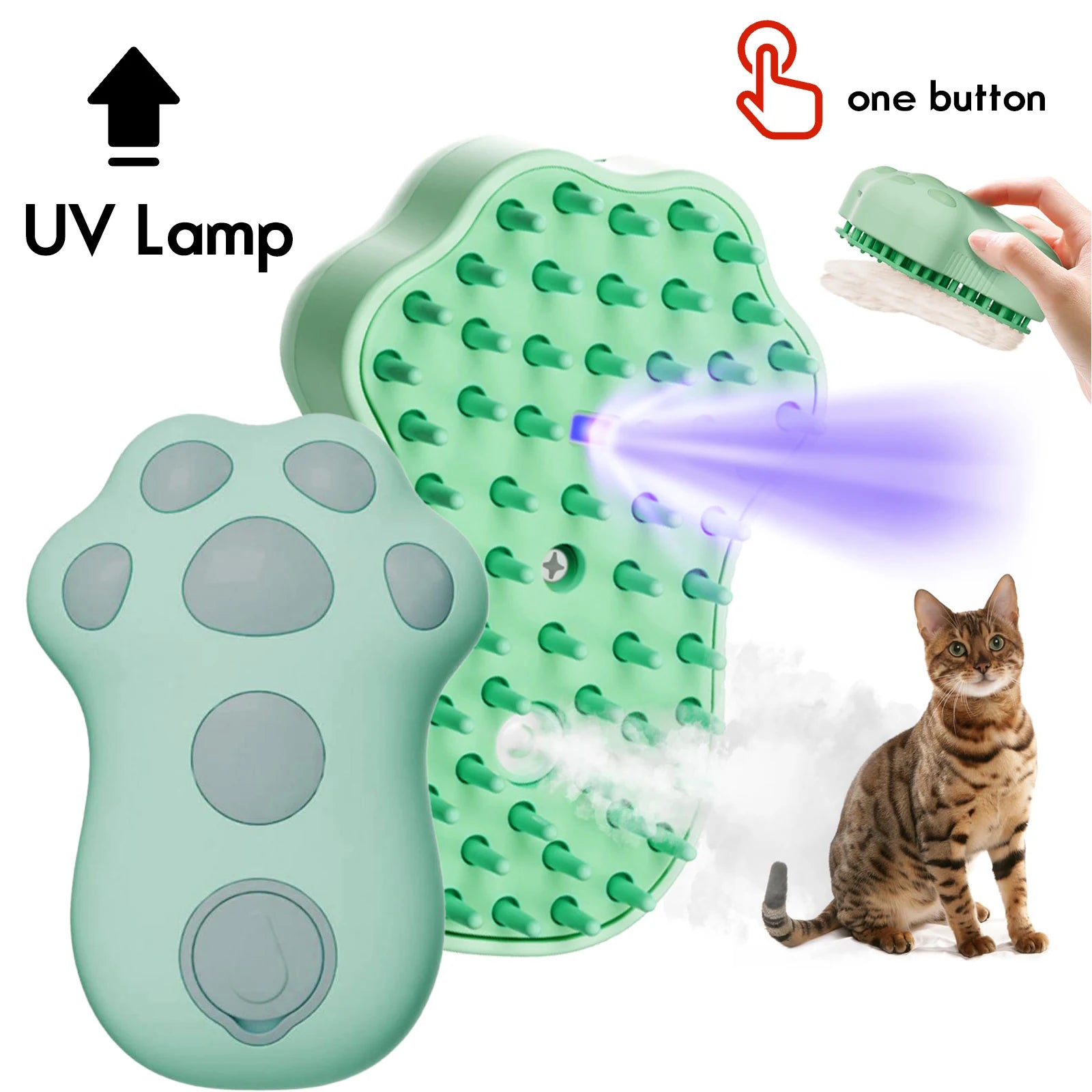Cat Steamy Brush Dog Massage Comb Built-in Electric Water Spray Soft Silicone Pet Hair Removal Grooming Brush Cat Accessories
