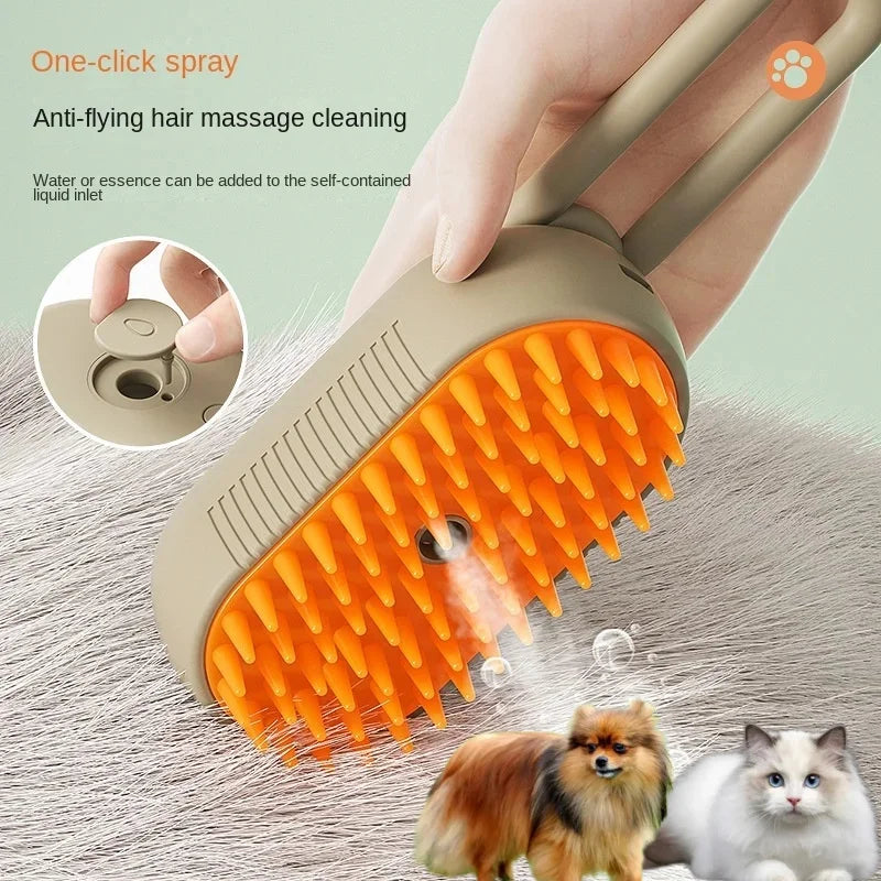 Dampfige Hundebürste, elektrische Spray-Katzenhaarbürste, 3-in-1-Dampfbürste für Hunde, zum Entfernen von verheddern und lockeren Haaren