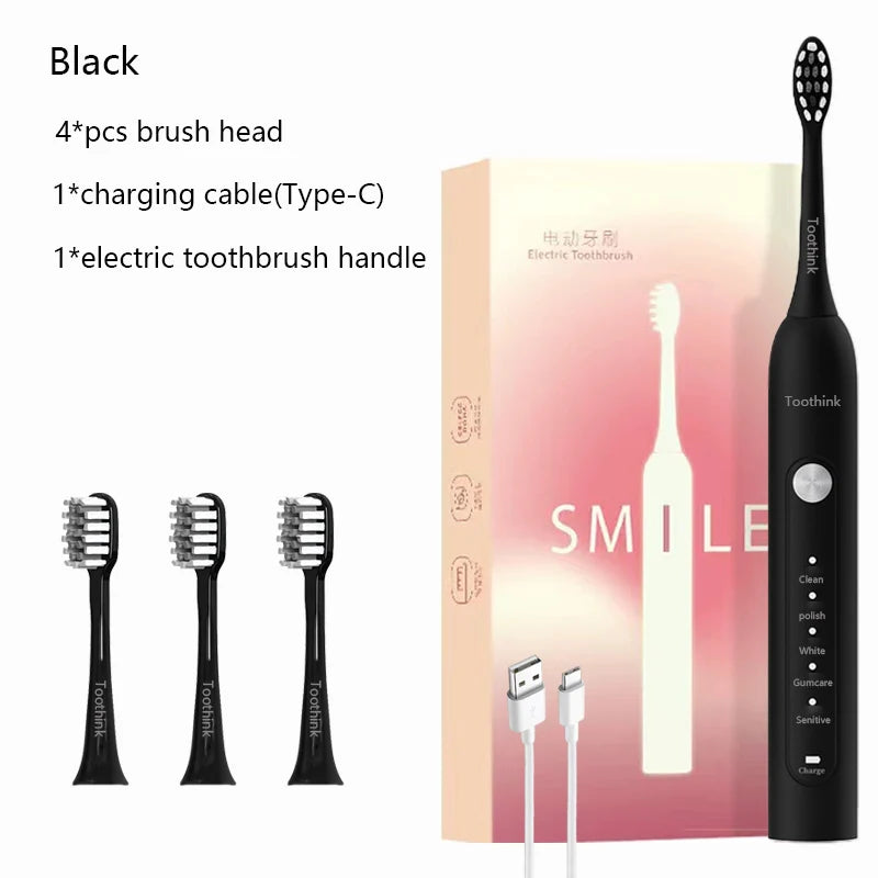 Electric Toothbrush Smart Timing Tooth Brush USB Rechargeable Teeth Clean Whitening Sonic Toothbrush With Replacement Head