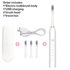 Electric Toothbrush Smart Timing Tooth Brush USB Rechargeable Teeth Clean Whitening Sonic Toothbrush With Replacement Head