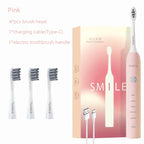 Electric Toothbrush Smart Timing Tooth Brush USB Rechargeable Teeth Clean Whitening Sonic Toothbrush With Replacement Head