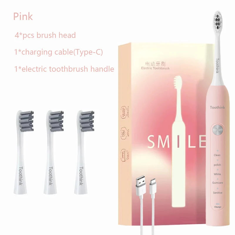 Electric Toothbrush Smart Timing Tooth Brush USB Rechargeable Teeth Clean Whitening Sonic Toothbrush With Replacement Head