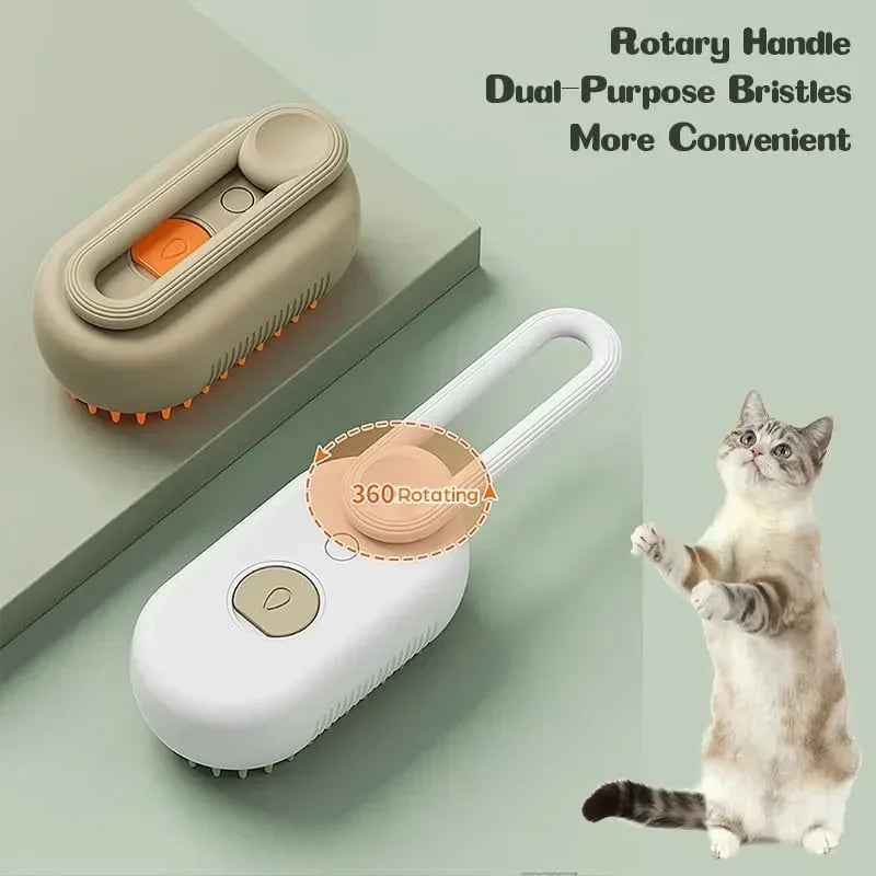 Dampfige Hundebürste, elektrische Spray-Katzenhaarbürste, 3-in-1-Dampfbürste für Hunde, zum Entfernen von verheddern und lockeren Haaren