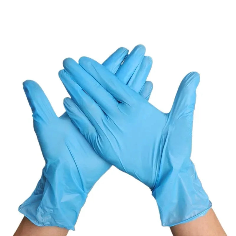100PCS Black White and Blue Nitrile Gloves Thickened Disposable Gloves for Cleaning Hairdressing Waterproof Dishwashing Tattoo