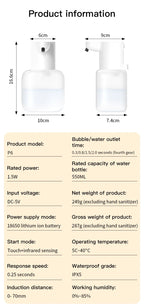 P6 Automatic Inductive Soap Dispenser Foam Washing Phone Smart Hand Washing Soap Dispenser Alcohol Spray Dispenser Washing
